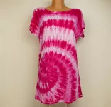 Dámské dlouhé tričko (šaty) RŮŽOVÁ ULITA, L Šťastní lidé-M Růžové batikované šaty
