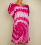 Dámské dlouhé tričko (šaty) RŮŽOVÁ ULITA, L Šťastní lidé-M Růžové batikované šaty