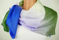 Saténový šátek Zelená-Modrá