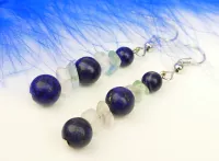 Lapis lazuli fluorit náušnice