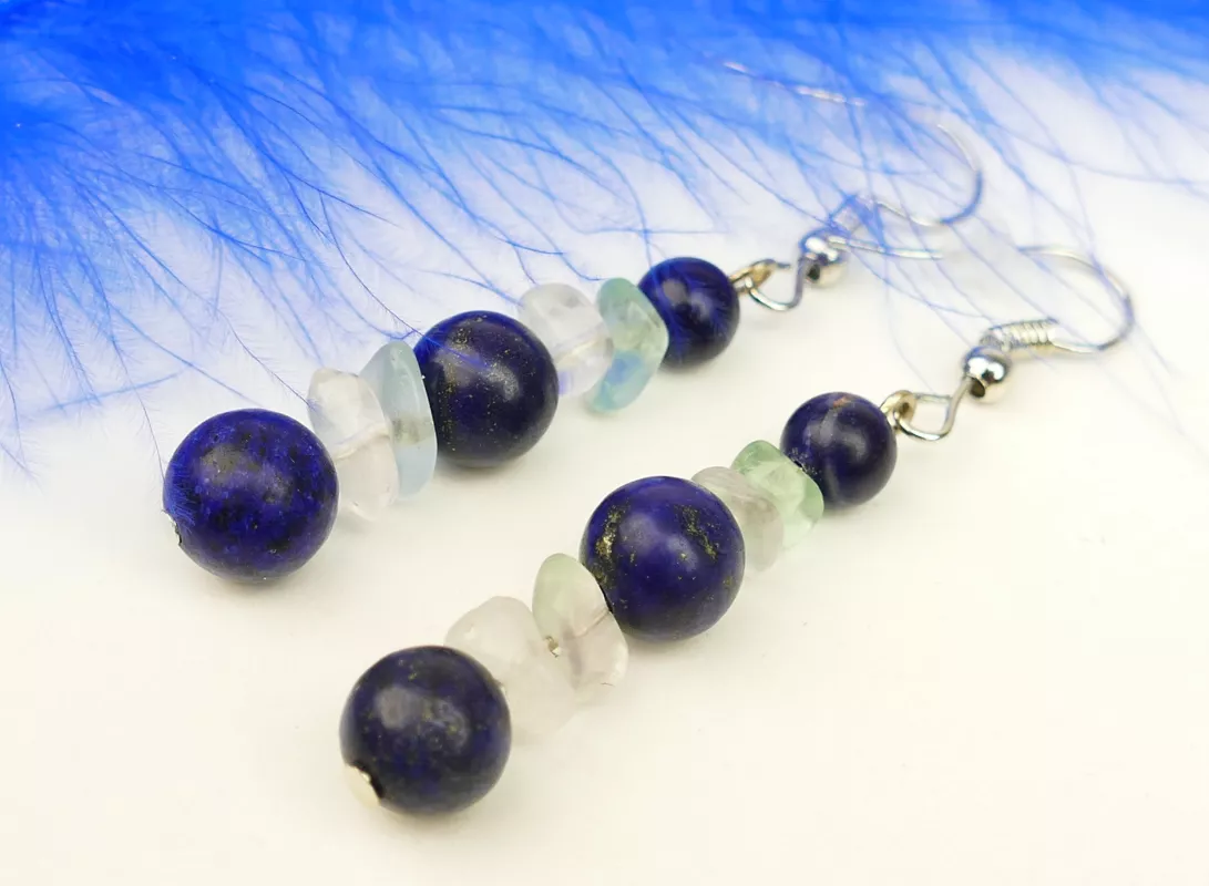 Lapis lazuli fluorit náušnice